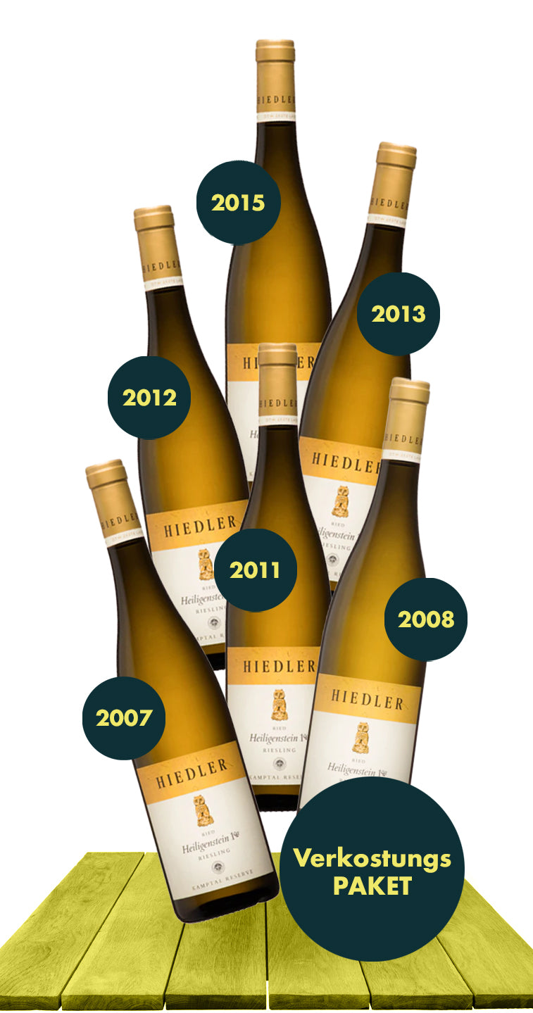 Riesling Heiligenstein Vertikale 6x 0,75l  2015-2007 Hiedler (2015,2013,2012,2011,2008,2007) DAC Reserve <br>4,5 Liter